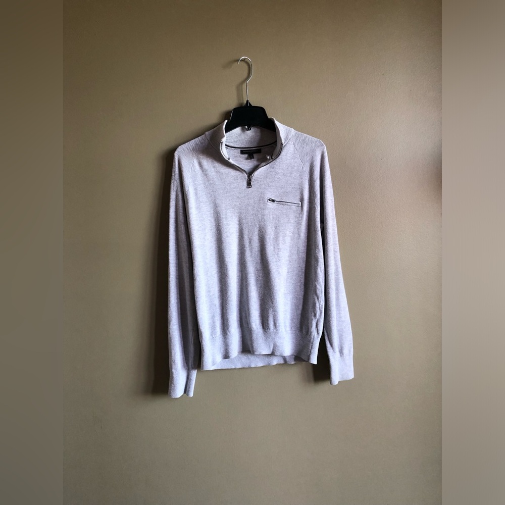 Banana Republic Men Grey Cotton quarter zip up knit sweater size small